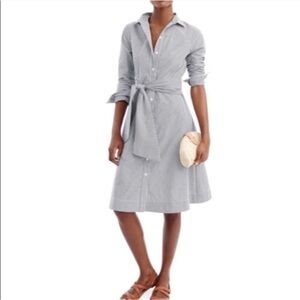 J. Crew Gray Striped Polished Cotton Shirt Dress 12/8​